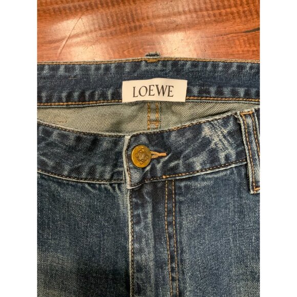 Loewe Blue Stonewashed Tapered Leg Logo Pocket Jeans, Size 38 - Picture 3 of 7